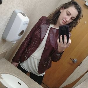 Double Zero burgundy faux leather jacket